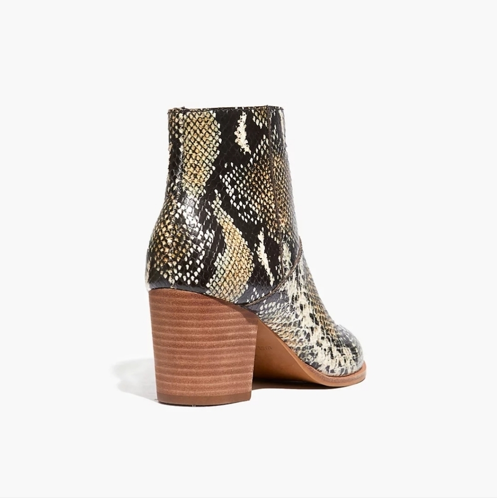 Madewell Rosie Snakeskin Heeled Booties Ankle Boots Neutral Boho Python 7 New - Picture 7 of 8
